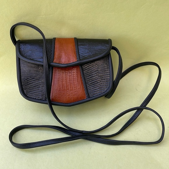 New vintage 70's all leather mini crossbody bag